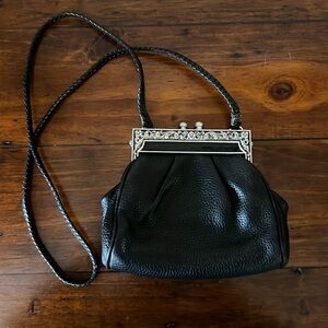 Brighton black leather mini-bag/purse.